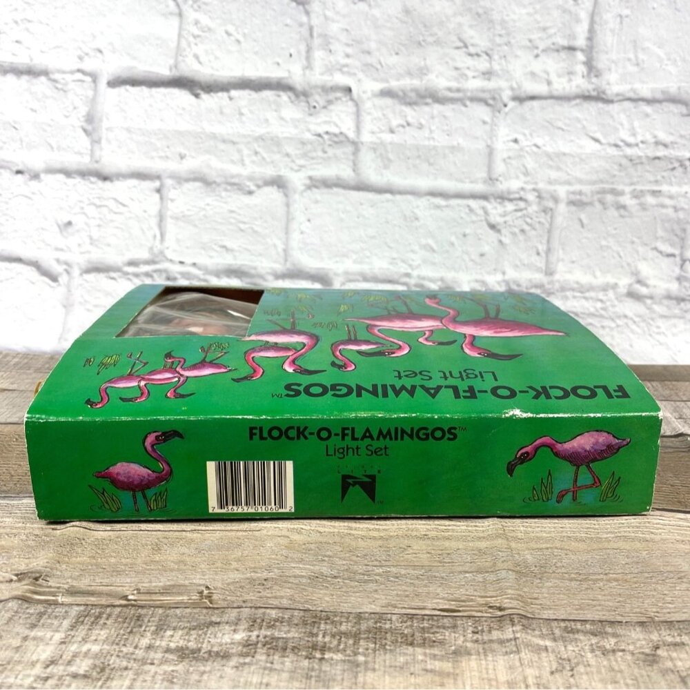 Pink Flamingo Flock Working String Light Set 10 Flamingo Lights Original Box VTG - Picture 12 of 14